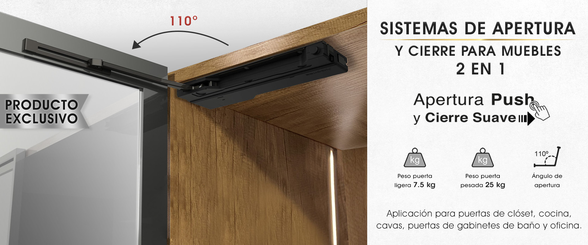 Sistema de apertura Horizontal para muebles sólo en Jako Herrajes
