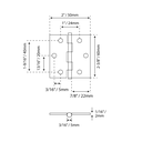 BISAGRA DE LATÓN 2-3/8&quot;x2&quot;×2mm, 2-3/4&quot;x2&quot;×2mm MOD.460