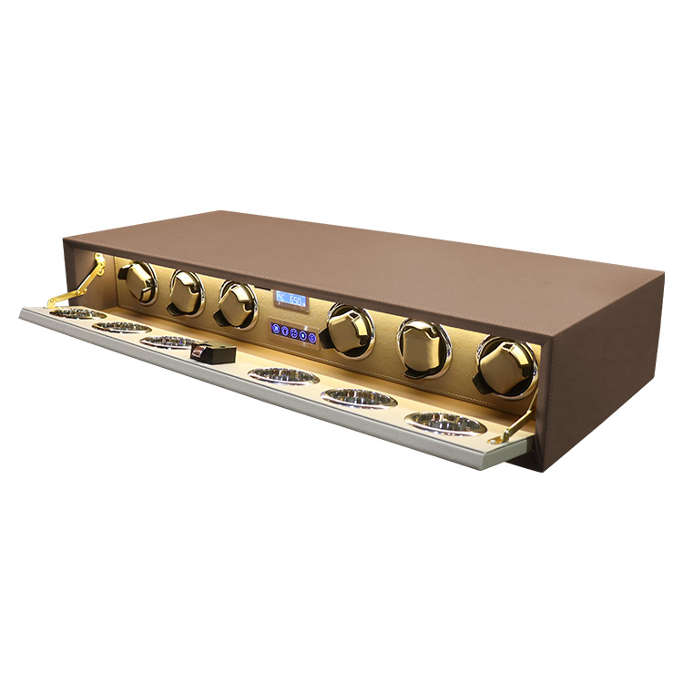 CAJA DE RELOJES MDF/CUERO/CRISTAL (MARRON)