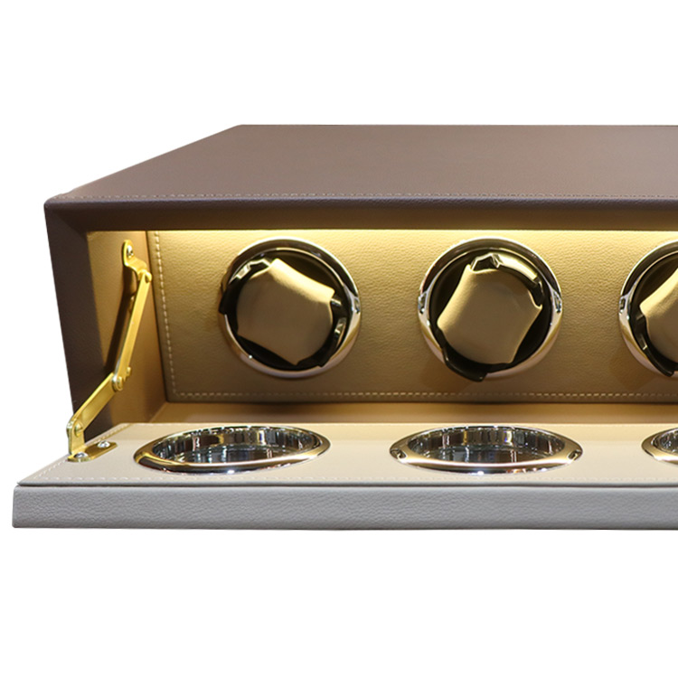 CAJA DE RELOJES MDF/CUERO/CRISTAL (MARRON)