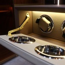 CAJA DE RELOJES MDF/CUERO/CRISTAL (MARRON)