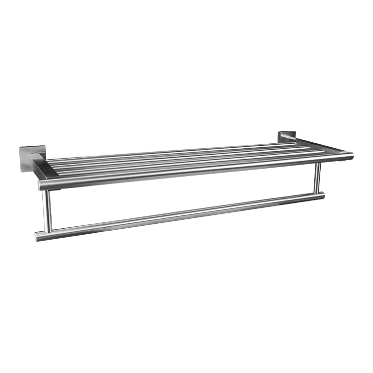 REPISA P/BAÑO CON TOALLERO DE ACERO INOXIDABLE 600x198x120 mm. SATINADO LP197