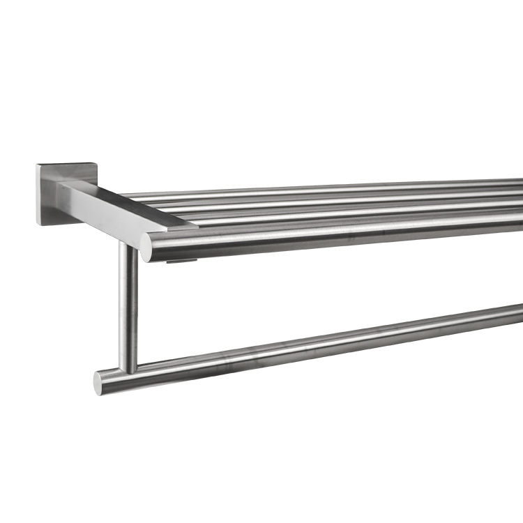REPISA P/BAÑO CON TOALLERO DE ACERO INOXIDABLE 600x198x120 mm. SATINADO LP197
