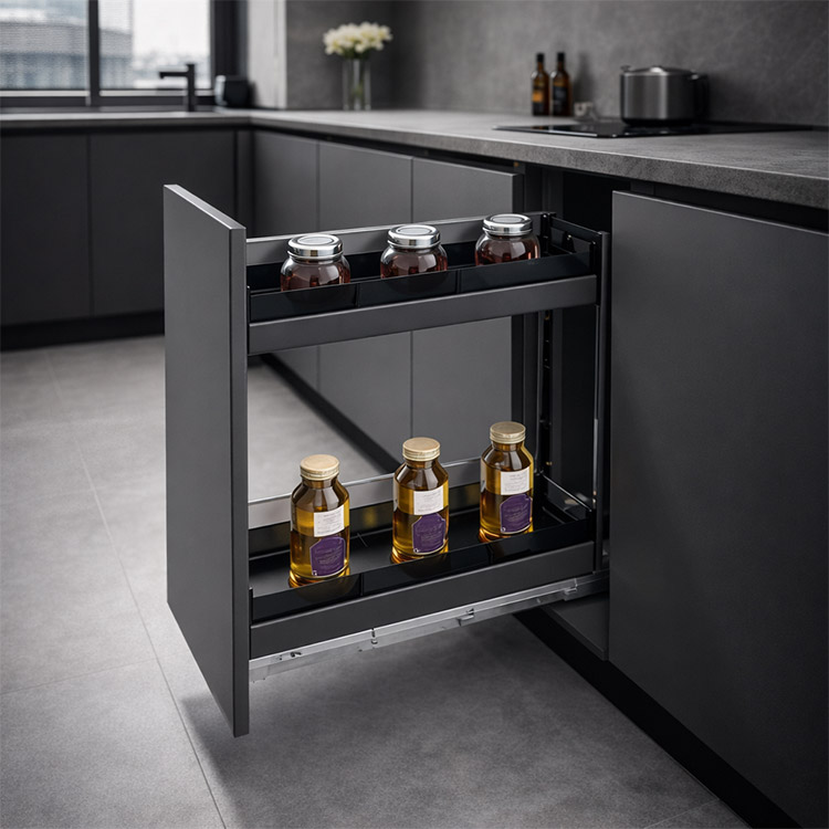 ORGANIZADOR DE COCINA LAZY SUSAN CON TAPETE ANTIDESLIZANTE (2 CANASTILLAS, GRIS, ALUMINIO) - MOD. OCB6405