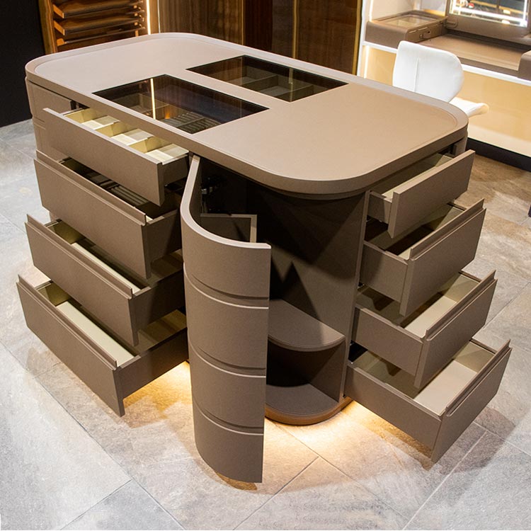 ARMARIO ISLA PARA VESTIDOR CON ALMACENAMIENTO ESQUINERO – MOD. JKA3271