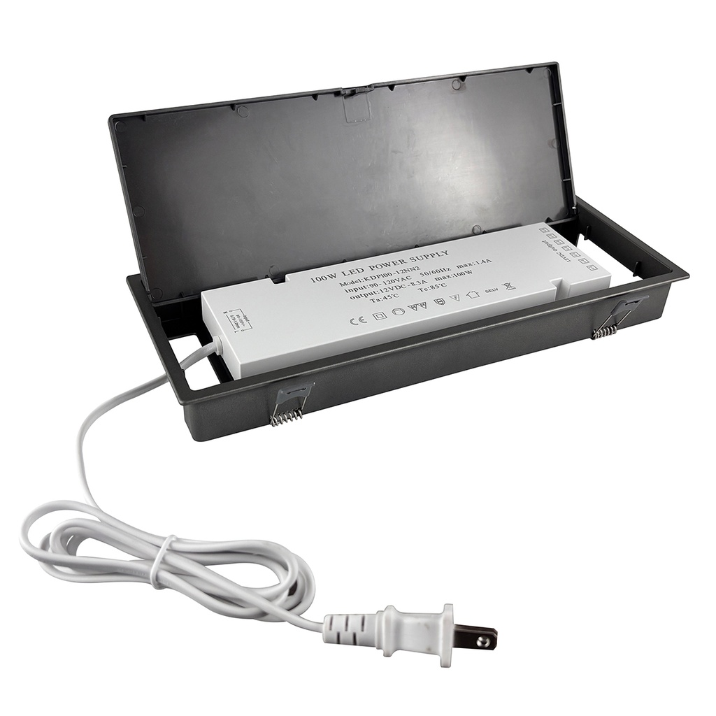 CAJA PARA FUENTE DE ALIMENTACIÓN CON PUERTA DE PLÁSTICO  GRIS