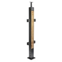 KIT DE POSTE PLANO DE ACERO INOXIDABLE/MADERA 36&quot; C/SOPORTE CUADRADO (CRISTAL DE 3/8&quot;-1/2&quot;)