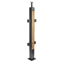 KIT DE POSTE PLANO DE ACERO INOXIDABLE/MADERA 36&quot; C/SOPORTE CUADRADO (CRISTAL DE 3/8&quot;-1/2&quot;)