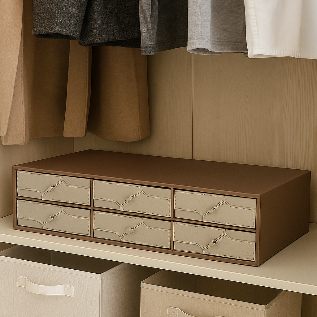 CABINETE COMBINADO MDF/CUERO (MARRON) 860*350*200MM