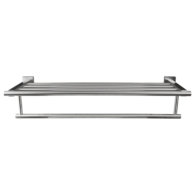 REPISA P/BAÑO CON TOALLERO DE ACERO INOXIDABLE 600x198x120 mm. SATINADO LP197