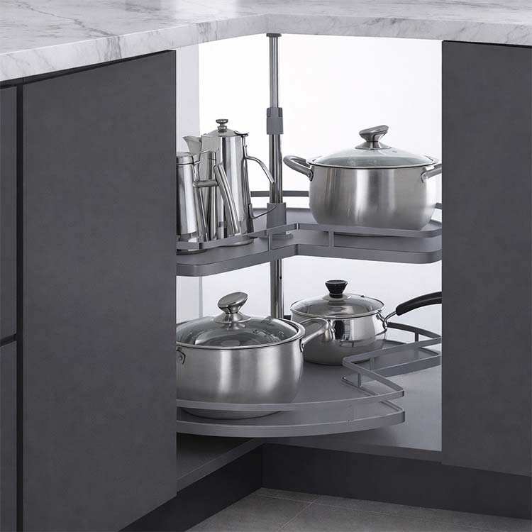 Lazy Susan Giratorio para Cocina | Bandeja Esquinera 360° Gris – MOD. OCB4327