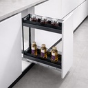 ORGANIZADOR DE COCINA LAZY SUSAN CON TAPETE ANTIDESLIZANTE (2 CANASTILLAS, GRIS, ALUMINIO) - MOD. OCB6405