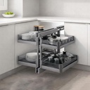 ORGANIZADOR DE ESQUINA EXTRAÍBLE TIPO MAGIC CORNER FULL PULL OUT (650×480×560 MM) PARA GABINETE DE 800 MM – MOD. OCB5206