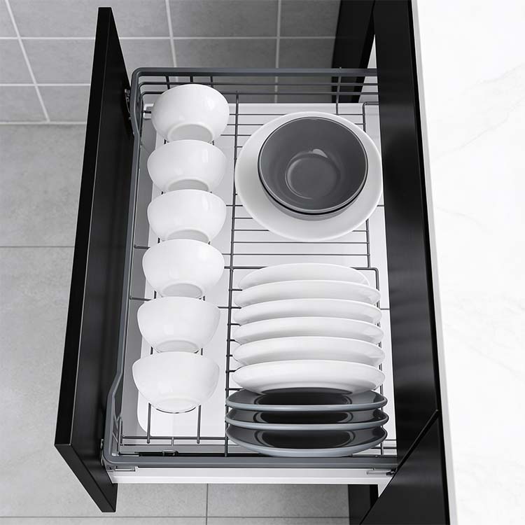 CANASTILLA PARA COCINA DESLIZABLE GRIS OSBCURO (730 mm *450mm * 160mm) - MOD. OCB3102