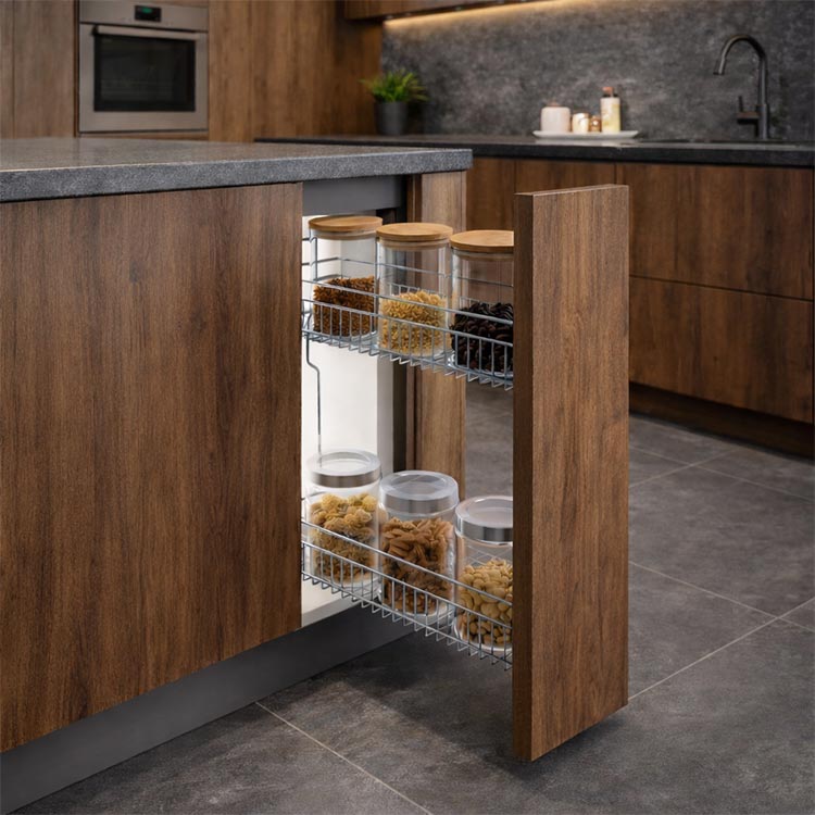 EXTRAIBLE DE COCINA DE ACERO GRIS OBSCURO (2 CANASTILLAS)