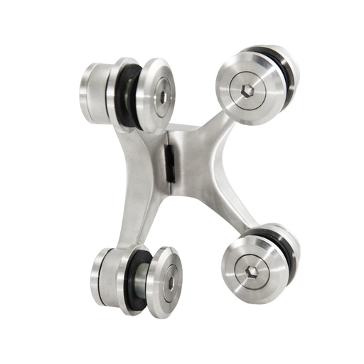 [JK75111] BISAGRA TIPO ARAÑA ACERO INOXIDABLE CRISTAL-CRISTAL A 180° CON 4 PATAS MOD. JK75111