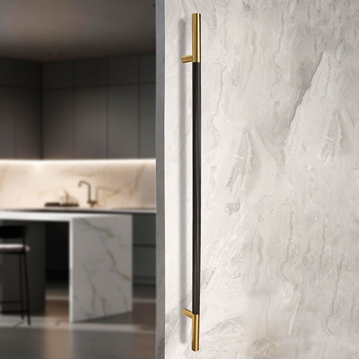 [L2239X50LSNE-SET] MANILLÓN TIPO H MOLETEADO - NEGRO/LATÓN SATINADO - 50&quot; - MODULAR - ACERO INOXIDABLE 304 - MOD. L22 (SET)