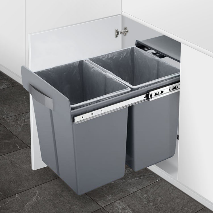 Bote de basura cuadrado 2 canastos modelo RB013 | Jako Herrajes